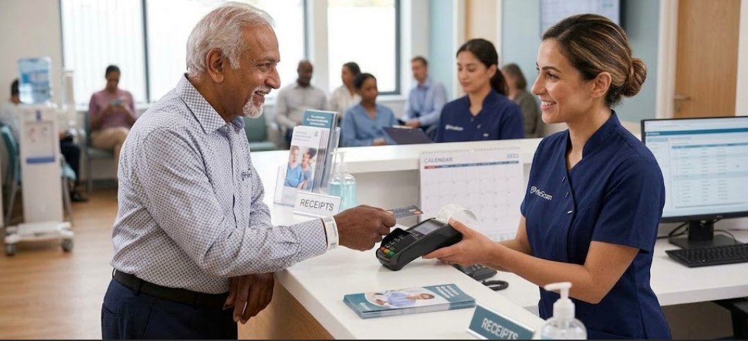 A clinician reviewing a scan referral