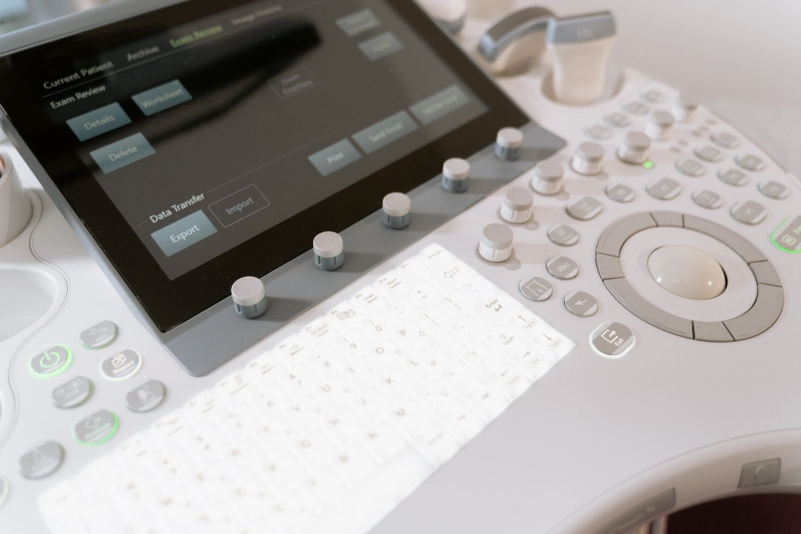 An ultrasound console with probes