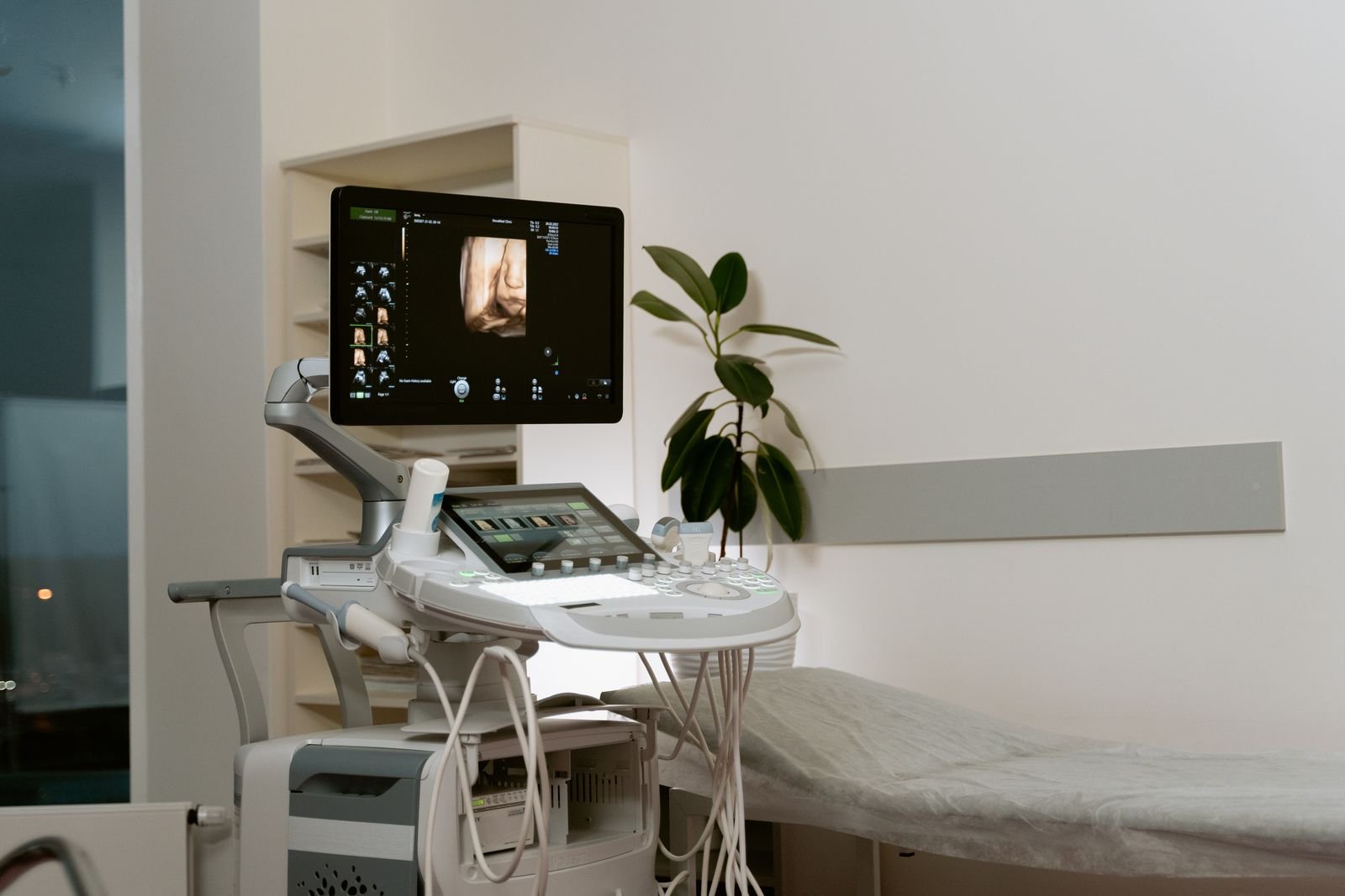 A clinic room prepared for a scan